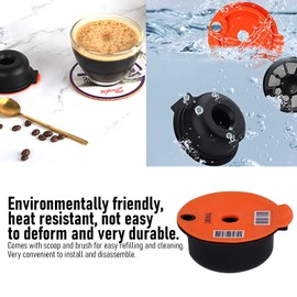 Tassimo Reusable Tassimo Coffee Pods Reusable Reusable Coffeeule Coffee Cup with Brush Spoon Cafe Accessories Coffeeule (Orange 180ML)