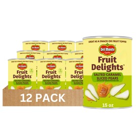 Del Monte Fruit Delights Sliced Pears with Salted Caramel in Extra Light Syrup, 15 oz. Cans, 12 Pack