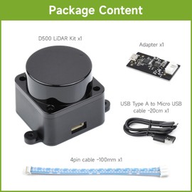 Waveshare D500 Developer Kit, DTOF Laser Ranging Sensor, 360° Omni-Directional Lidar, UART Bus, for Service Robot, Drone, Shelf Visit Frequency, Quadruped Robot, Indoor Sports Platform, Multi Touch