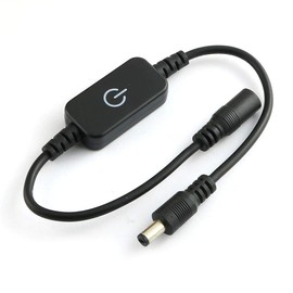 RLECS 12-24V 2A Single Color Light Emitting Diode Strip Light Brightness Controller On/Off Switch Inline Tact Switch Black DC Mini LED Dimmer Touch Switch