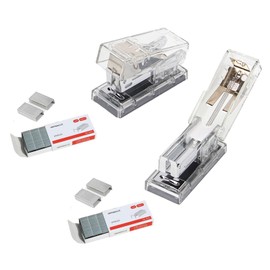 2 Pack Mini Stapler, Portable Stapler, with 2000 Standard Staples, Suitable for Home Office, for Work and Study Use(2 Clear)
