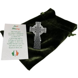Westmon Works Irish Blessing Visor Clip with Celtic Cross of Ireland Pewter Car Auto Decoration with Prayer Card for Safe Driving