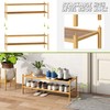 BMOSU 2-Tier Bamboo Extended Shoe Rack Premium Stackable Shoe Shelf