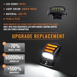 Gempro Amber OLED Neon Tube LED License Plate Light Tag Lamp Assembly Replacement For 2005-2015 Toyota Tacoma & 2000-2013 Tundra Pickup Truck