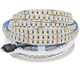 Tesfish 24 V LED Strip Light, 4 in 1, RGBWW RGB + Warm White 3000 K 5 m Mixed Colours LED Strip Light SMD 5050 IP20 600 LEDs LED Strip LED Light Strip LED Strip for Bedroom, Kitchen Decoration