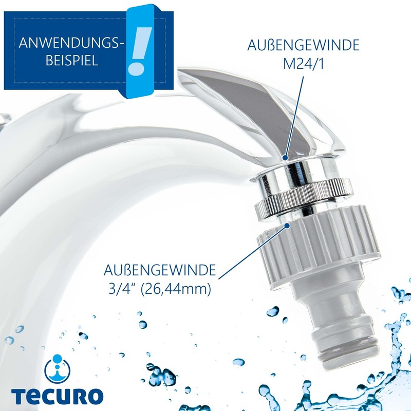 tecuro Adaptor for Fittings, M24 x 1 Male Thread x