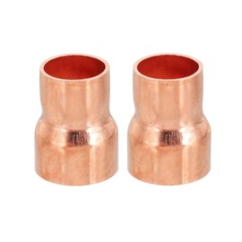 PATIKIL 5/8" to 1/2" ID Copper Reducer, 2pcs 99.9% Pure Copper Reducing Coupling Pressure Fitting Pipe Tube Connector Adapter with Sweat Solder Connection