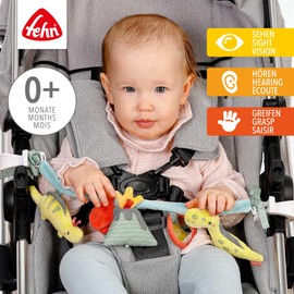 Fehn 051179 Happy Dino Pram Chain – Mobile Chain with Cute Pendant Figures for Flexible Hanging on Pram, Baby Seat, Cot, Cradle, Play Arch for Babies and Toddlers from Birth