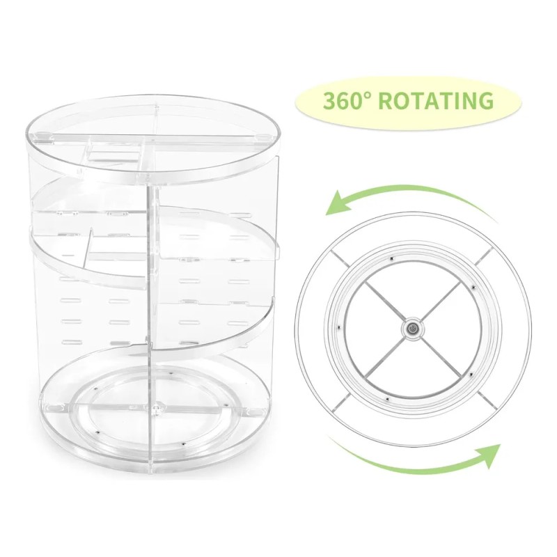 Organizador Para Cosméticos Multinivel Giratorio 360° Trabsparente