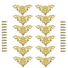 Furniture Decorative Edge Cover Antique Metal Carved Corner Protector for Jewelry Box, Album, Book, Cabinet, Desk etc. 12pcs Gold