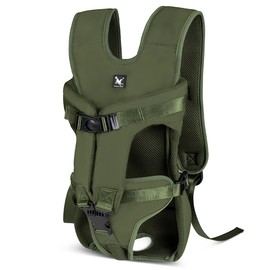 ALLSOPETS Dog Front Carrier Backpack, Portable Adjustable Pet Carrier Backpack for Small Medium Dogs, Legs Out Easy-fit Dog Chest Carrier, Lightweight Carrier for Hiking Cycling (Army Green, M)