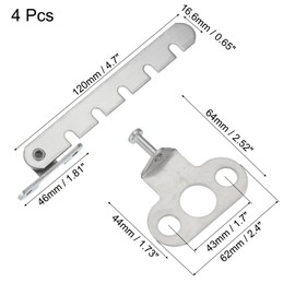 sourcing map Window Restrictor Latch Window Safety Lock Stopper, Limit Stay Adjustable Casement Window Limiter with 5 Slots for Inward Opening Window, Silver Tone (4 Set, 43mm)