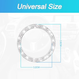 CGEAMDY 2 Pcs Car Push Start Button Crystal Rhinestone Cover/Sticker, Car Engines Start Stop Accessories for Car Interior Decoration, Push to Start Button, Key Ignition Starter & Knob Ring (White)