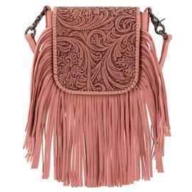 Montana West Fringe Purse Western Purses for Women Crossbody Bag Small Vegan Leather Cowhide Women's Crossbody Handbags RLC-L159LPK