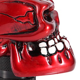Gear Knob, Universal 8-12 mm Car Skull Head Stick Gear Knob Manual Transmission Adapter Colourful Gear Knob, red, Unique, fashionable