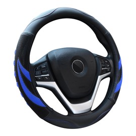 Alusbell Microfiber Leather Steering Wheel Cover Breathable Auto Car Steering Wheel Cover for Men Large-Size with 15 1/2 inches-16 inches Outer Diameter Blue