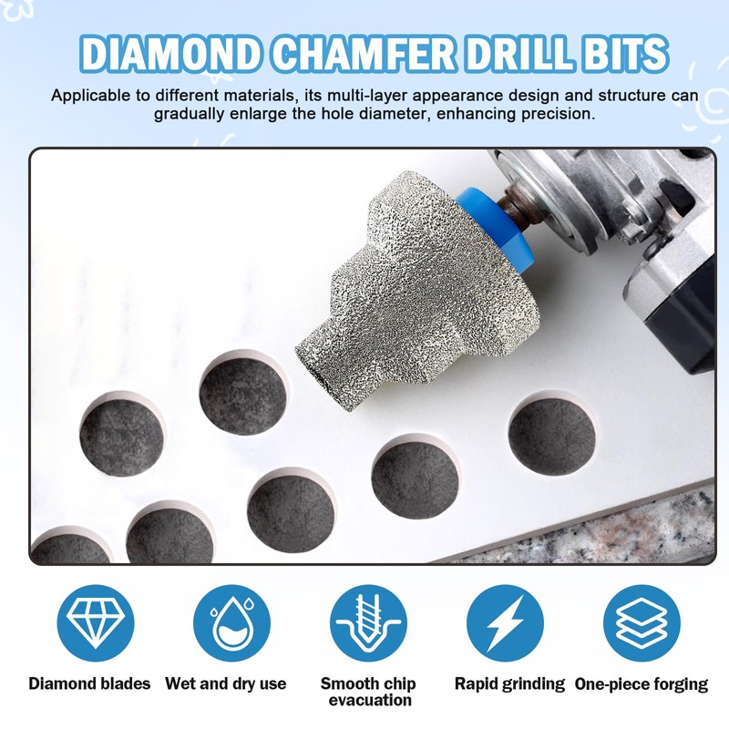 Diamond Step Chamfer Drill Bit, Diamond Brazed Step Drill Bit,