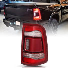 TUSDAR Factory LED Tail Light Assembly Without Blind Spot Fit for Dodge Ram 1500 2019-2024, Rear Brake Light Red Lens Chrome Interior LED Tail Lamps Replace Passenger Side