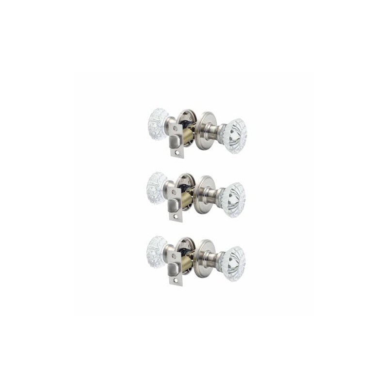 Cielsa Dawn Glass Door Knobs Interior with Lock, Satin Nickel