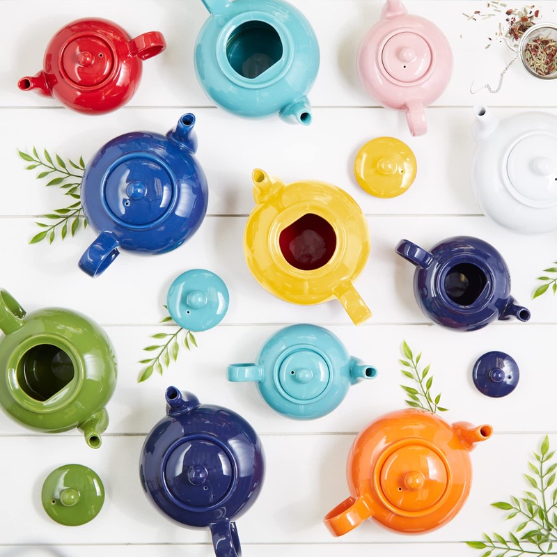 RSVP International Stoneware Teapot Collection, Microwave and Dishwasher Safe, 42