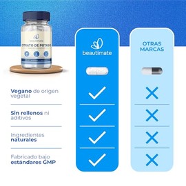 Citrato De Potasio 100 Cápsulas 500mg Calidad Premium, Natural Vegano