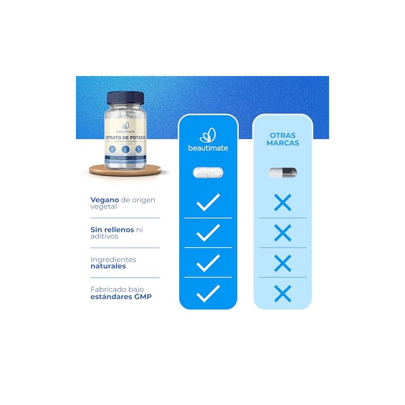 Citrato De Potasio 100 Cápsulas 500mg Calidad Premium, Natural Vegano