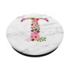 WHITE MARBLE PHONE GRIP PINK LETTER T INITIAL -T LETTER