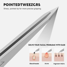 ZERNBER Pointed Tweezers for women Facial hair, Precision Tweezers for Eyebrows, Chin Hair，Ingrown Hair, Splinters, Glass Removal（Silver）