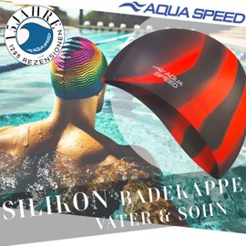 Aqua Speed Swimming Cap for Men, Bathing Cap Multi-Coloured with Storage Bag