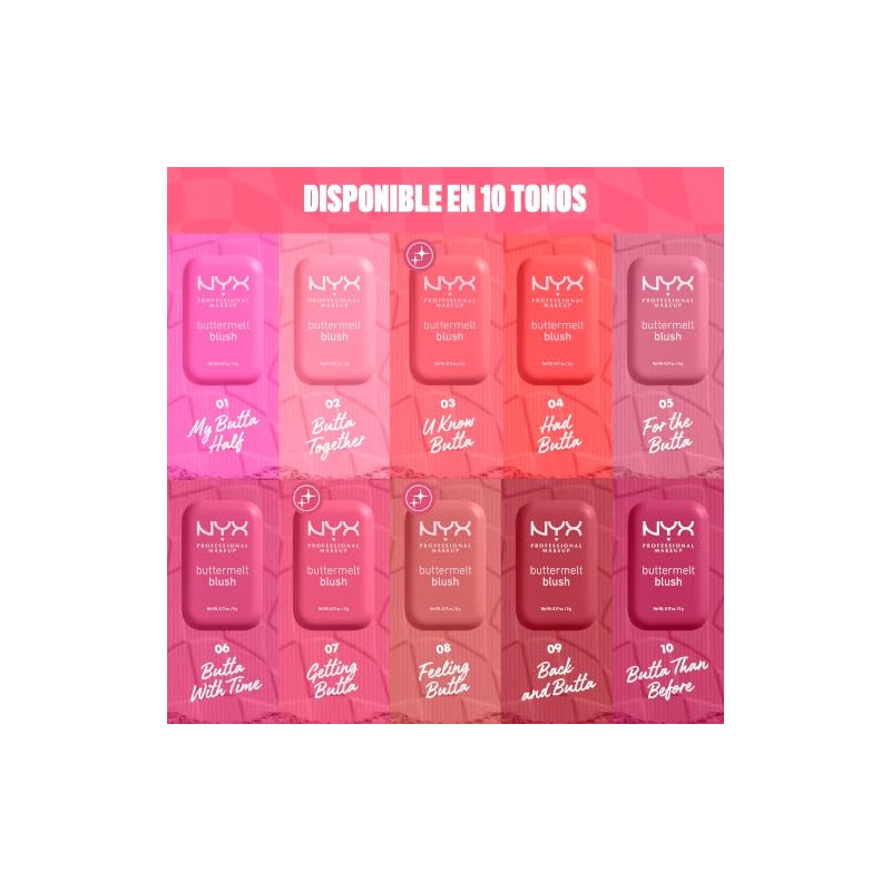 NYX Professional Makeup Buttermelt Blush, Rubor en Polvo, con hasta