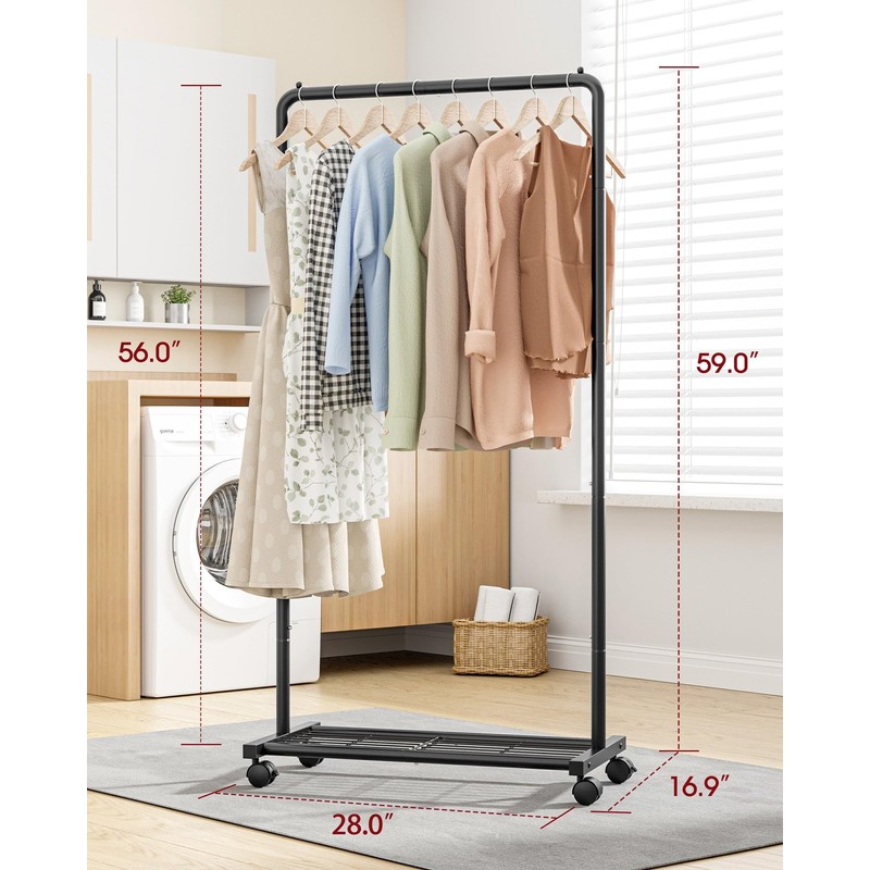 Sakugi Clothes Rack - Clothing Rack with Storage Mesh Shelf