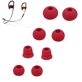 Replacement Eartips Compatible with Powerbeats 3 Powerbeats 2/1, 4 Pairs Replacement Earbuds Silicone Ear Tips Eargels Set - Small, Medium, Large and Double Flange (red)