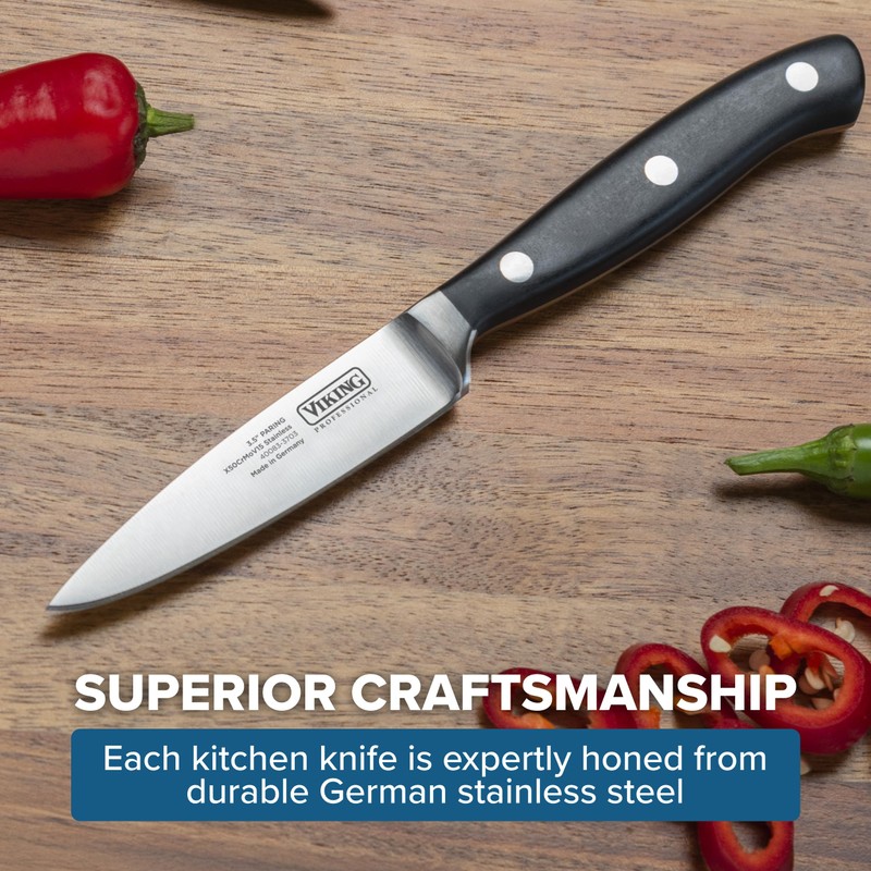 Viking Kitchen Paring Knife, 3.5 Inch German Stainless Steel Small