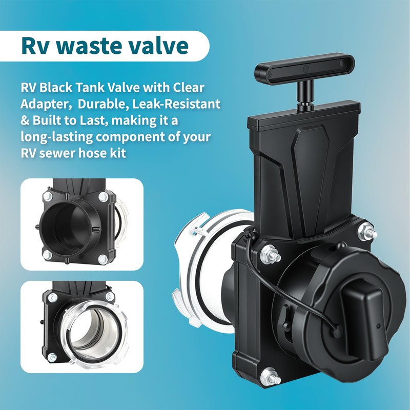3 Inch RV Sewer Gate Valve, Leakproof & Durable Waste