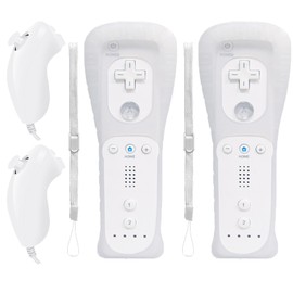 Wii Remote Controller 2 PACK,Wii Controller With Nunchuck Compatible with Wii/Wii U Console (White and White)