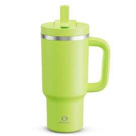 ENCOOL 32 oz Tumbler with Handle and Straw: Stainless Steel Insulated Tumbler Keeps Cold for 24 Hours, Leakproof Travel Cup Fits in Cup Holder and BPA-Free, Sharp Green