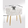 IBUYKE Rectangular Faux Fur Vanity Stool with Storage, Furry Makeup