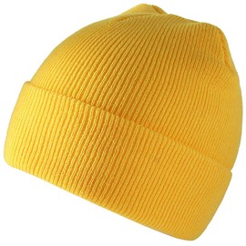 TYONMUJO Unisex Adult Knit Beanie for Men Women Warm Snug Hat Cap Yellow