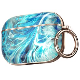 Maxjoy for AirPods Pro Case, Cute AirPod Pro Case Protective Hard AirPod Pro Cover for Women Men with Keychain for AirPods Pro Charging Cover 2019, Marble Green