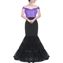Cheery Love Mermaid Petticoat for Mermaid Wedding Dress Fishtail Underskirt Trumpet Crinoline Slip (s, m, Black)