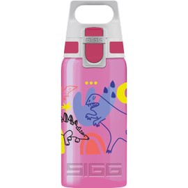 Sigg - Kids Water Bottle - Viva One Dino Run - Suitable For Carbonated Beverages - Leakproof - Dishwasher Safe - BPA Free - Sports & Bike - Berry - 17 Oz