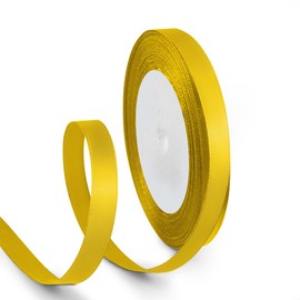HimBen 3/8 Inch 25 Yards Satin Ribbon Yellow, Solid Color Fabric Ribbon for Gift Wrapping, Wedding, Polyester Gift Ribbon for Birthday Party Decoration, Craft, Hair, Floral, Sewing