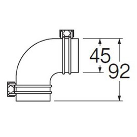 SANEI T48-8 Tub L Tsugite Tub to Bathtub Connection, L-Shaped Bend, For Pipe Diameter 1.8 inches (45 mm), Pack of 2