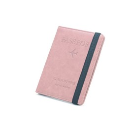 Alnicov RFID Passport Wallet,RFID Travel Wallet Anti-degaussing Multifunctional Short Wallet Passport Holder (Pink)