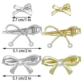 6Pcs Small Metal Hair Bows for Women and Girls, Pearl Bow Hair Clips Bowknot Hair Pins Cute Hair Pins Coquette Bow Hair Barrettes Coquette Bow Hairpins Y2k Hair Accessories
