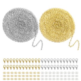 Xmart 2 pieces 10 m link chain in gold and silver mix chain sold by the metre jewellery making chains with 120 jump rings and 60 lobster clasps for DIY chain making and jewellery making