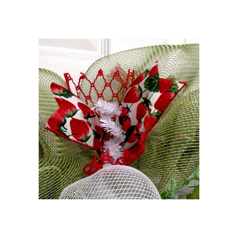 Strawberry Fields Forever Deco Mesh Handmade Spring or Summer Wreath