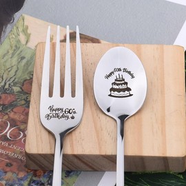 Happy 60th Birthday Gifts for Women Men Birthday Fork Spoon Gift Dad Mum Bday Birthday Gifts for Grandad Grandma 60th Birthday Gifts for 60yr Old Women Men 60th Birthday Gift
