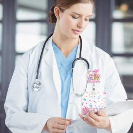 RN Badge Buddy Accessories - Retractable Nurse ID Name Badge Reel with Alligator Clip, Cute Pink Acrylic Glitter Buddy for Assistant Work Gifts