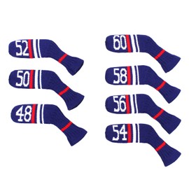 7 PCS Knit Wedge Golf Iron Headcovers Golf Club Protector 48,50,52,54,56,58,60 Degree(Blue Warning)